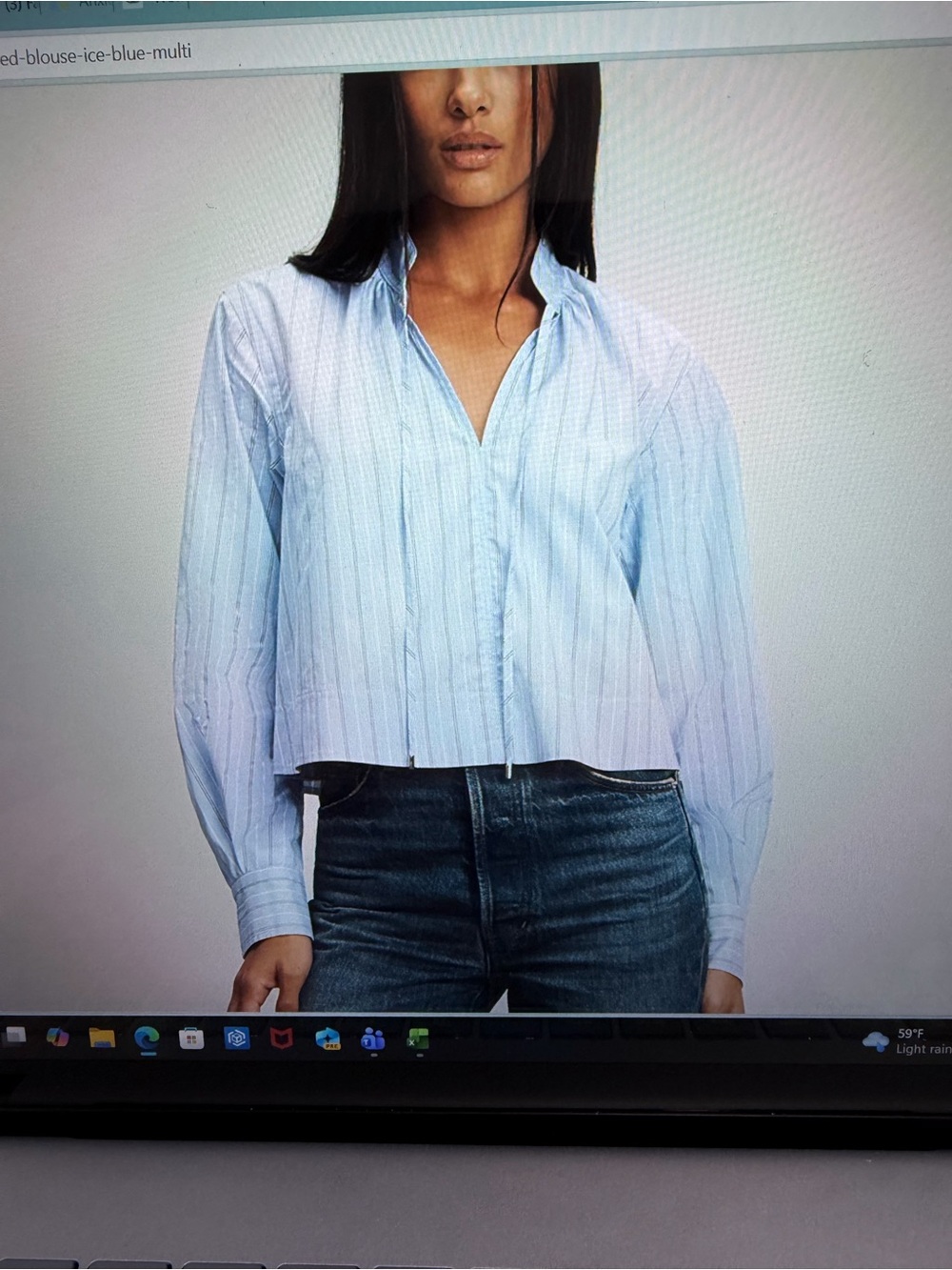 Veronica Beard Kaits Blouse- ice blue multi